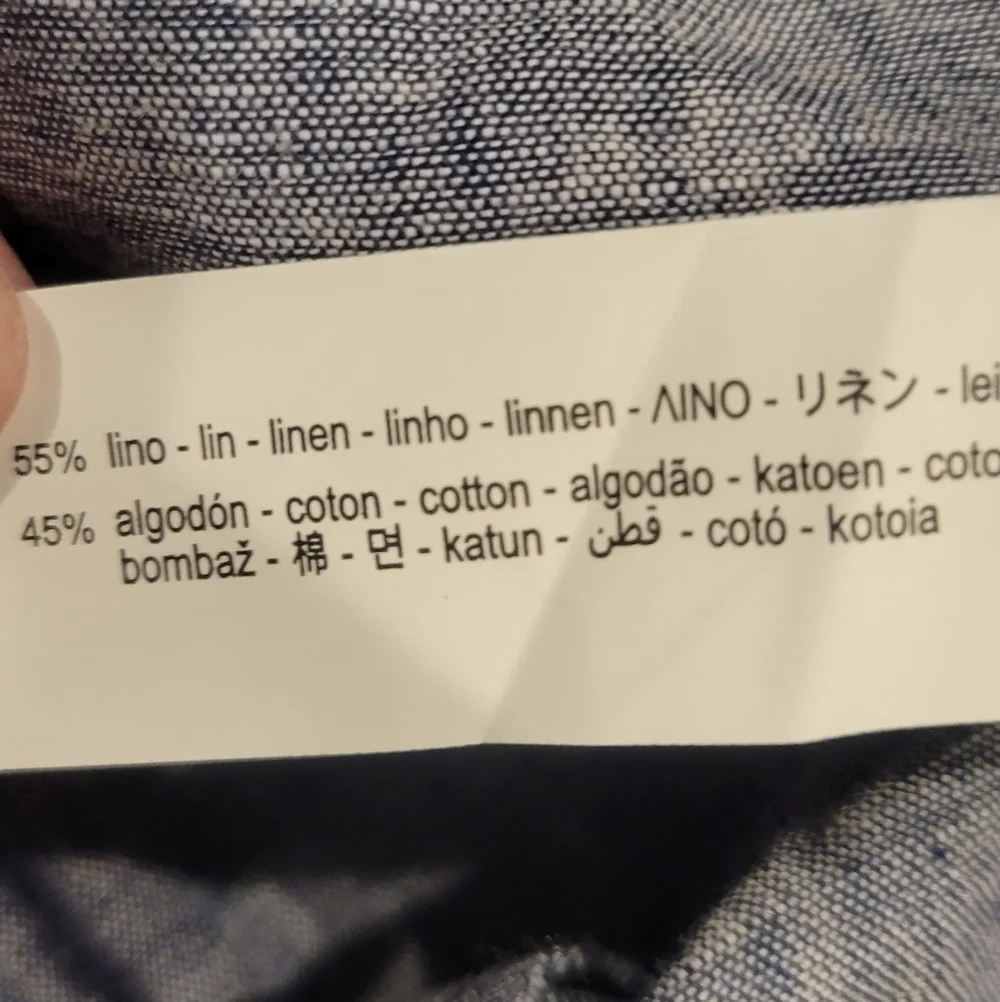 Zara size m linen/cotton blend blue elastic waist pullon pants